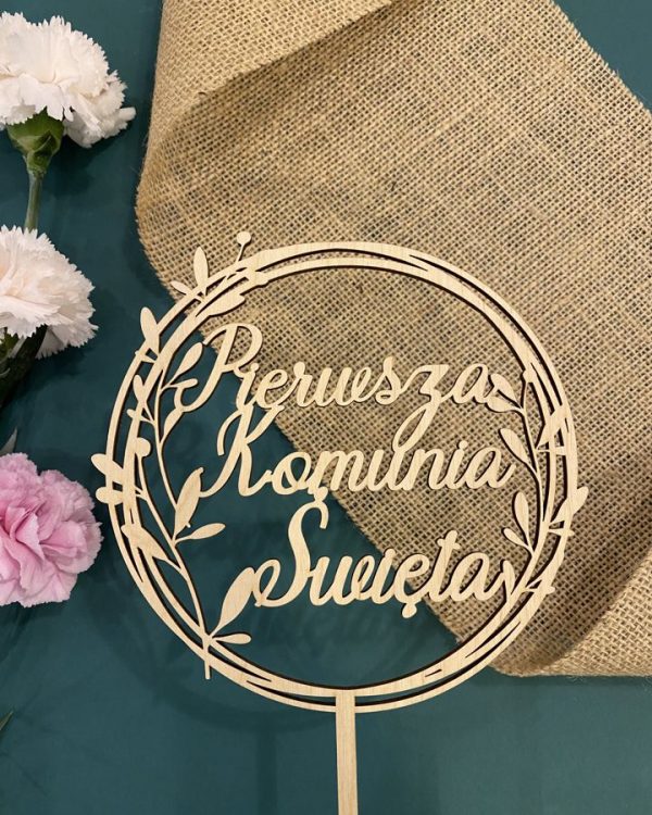 Topper "Pierwsza Komunia Święta" śr 15 cm