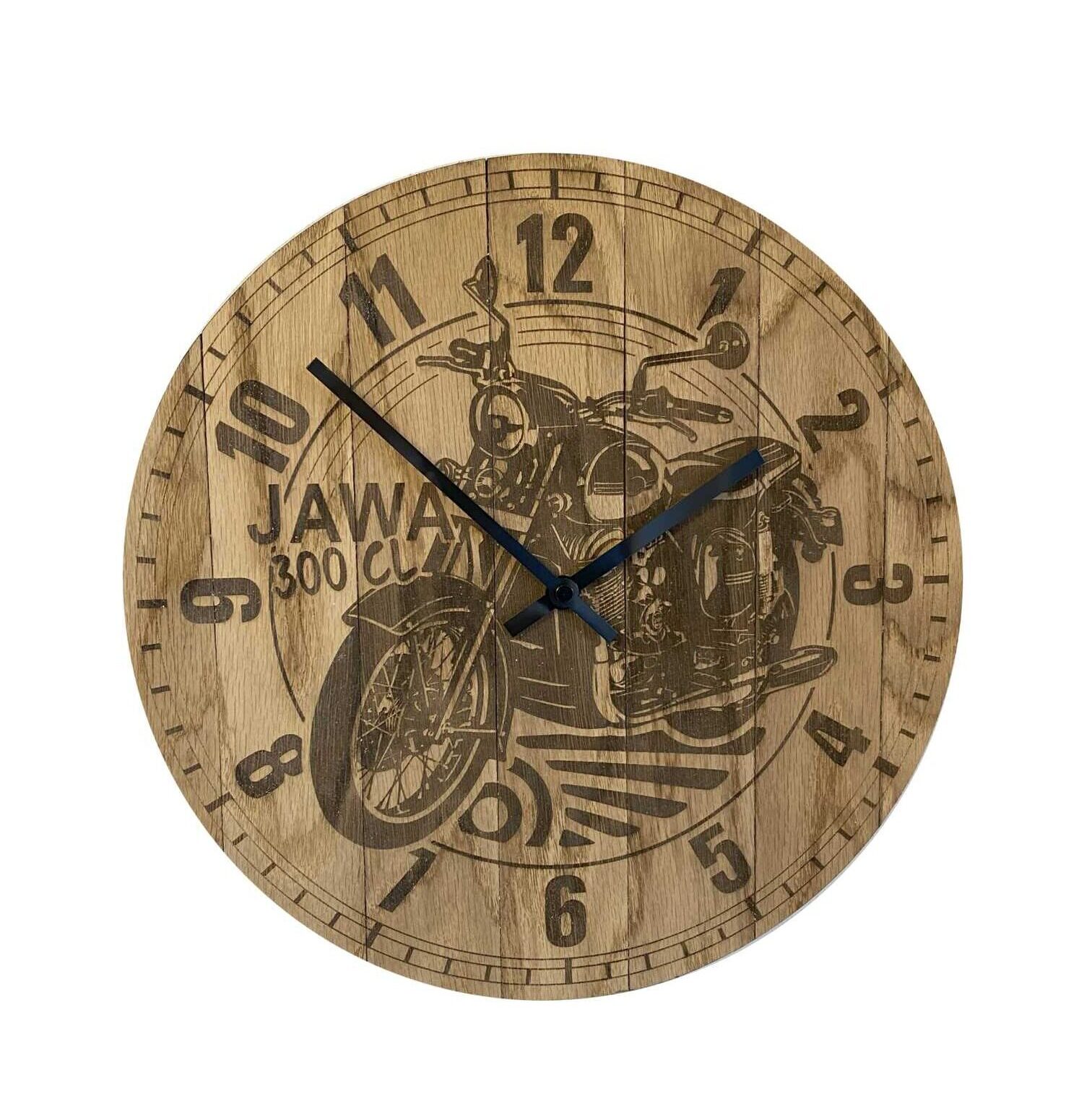 Zegar retro Jawa dębowy, średnica 31,5 cm